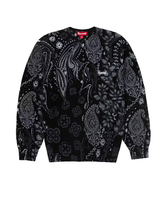 SUPREME PRINTED PAISLEY SWEATER BLACK (BRAND NEW)
