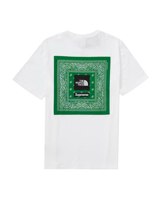 SUPREME THE NORTH FACE BANDANA WHITE TEE (PRE-OWNED)