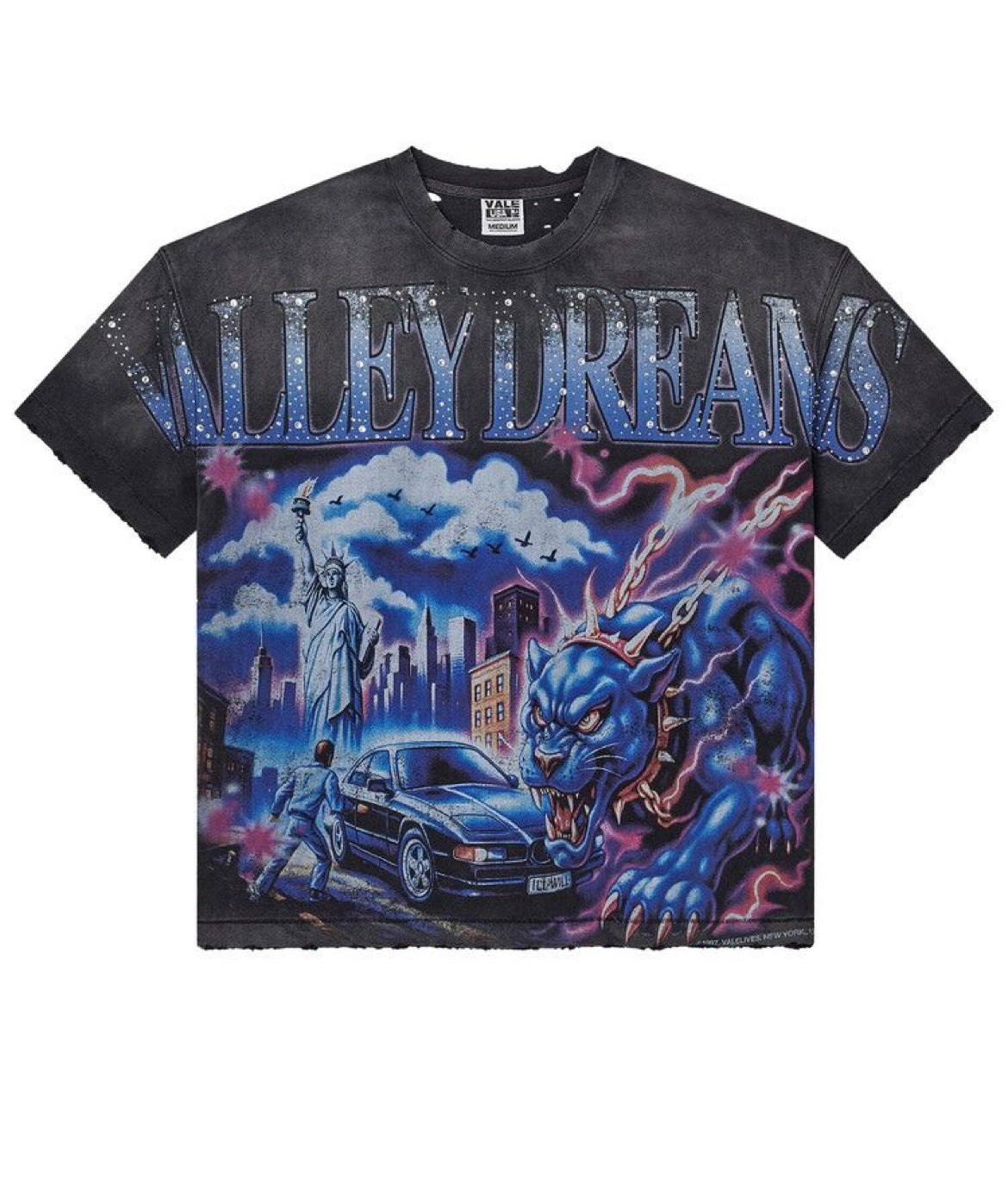 VALE VALLEY DREAMS MONSTER BLACK TEE (BRAND NEW)