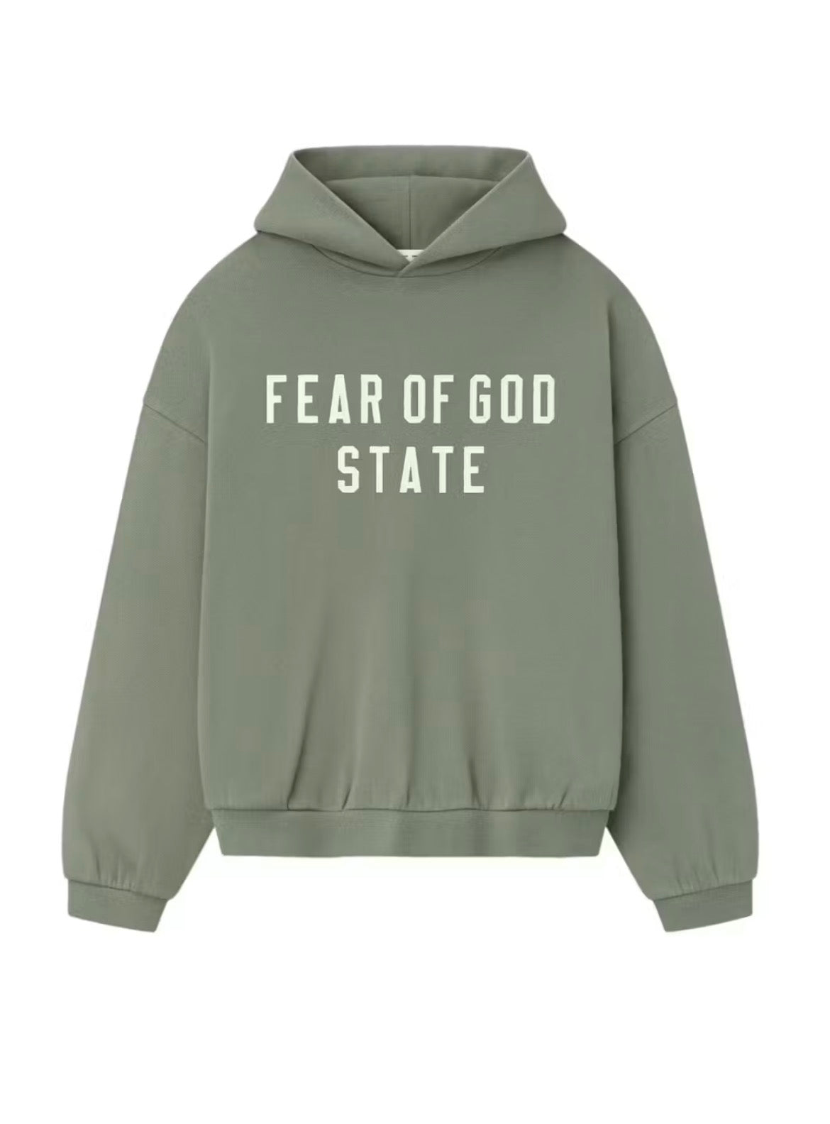 ESSENTIALS FEAR OF GOD STATE STITCHED HOODIE “MOSS” (BRAND NEW)