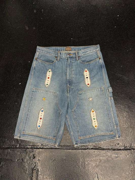 KAPITAL 14OZ DENIM STUDDED SHORTS (SIZE 36) (PRE-OWNED)
