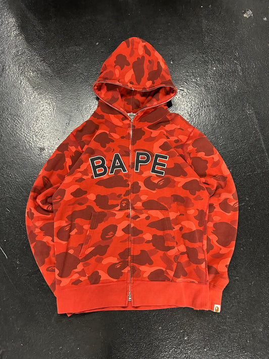BAPE BATHING APE RED CAMO FULL ZIP (PRE OWNED)