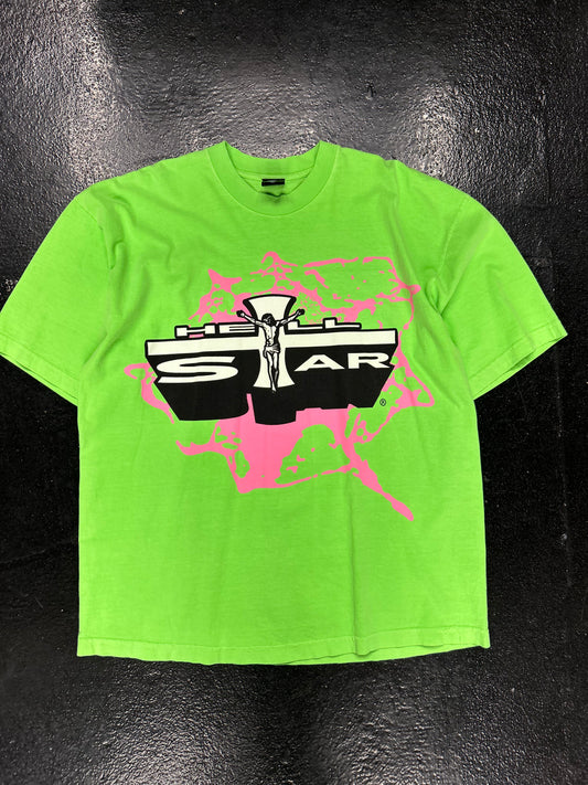 HELLSTAR NEON GREEN PINK  PATH TO PARADISE TEE (PRE OWNED)