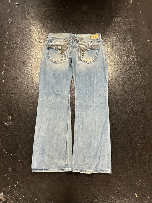 ROBIN LIGHT-WASH MENS FLARE JEANS (PRE OWNED) (SIZE 42)