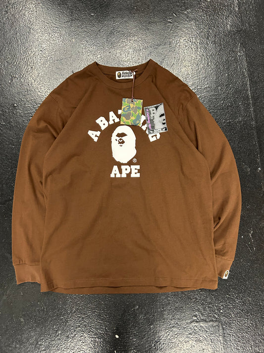 BAPE BATHING APE BROWN LONGSLEEVE TEE (BRAND NEW)