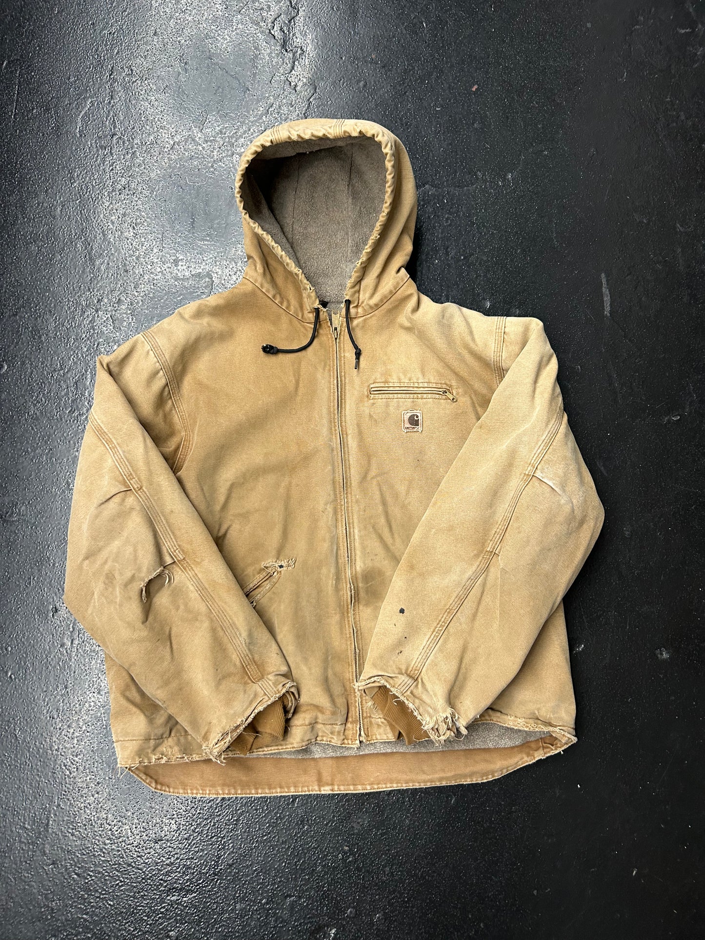 CARHARTT TAN HOODED WORKWEAR JACKET (PRE OWNED)