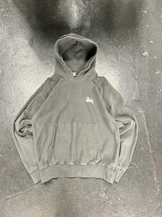 STUSSY BLACK SCRIPT HOODIE (PRE OWNED)