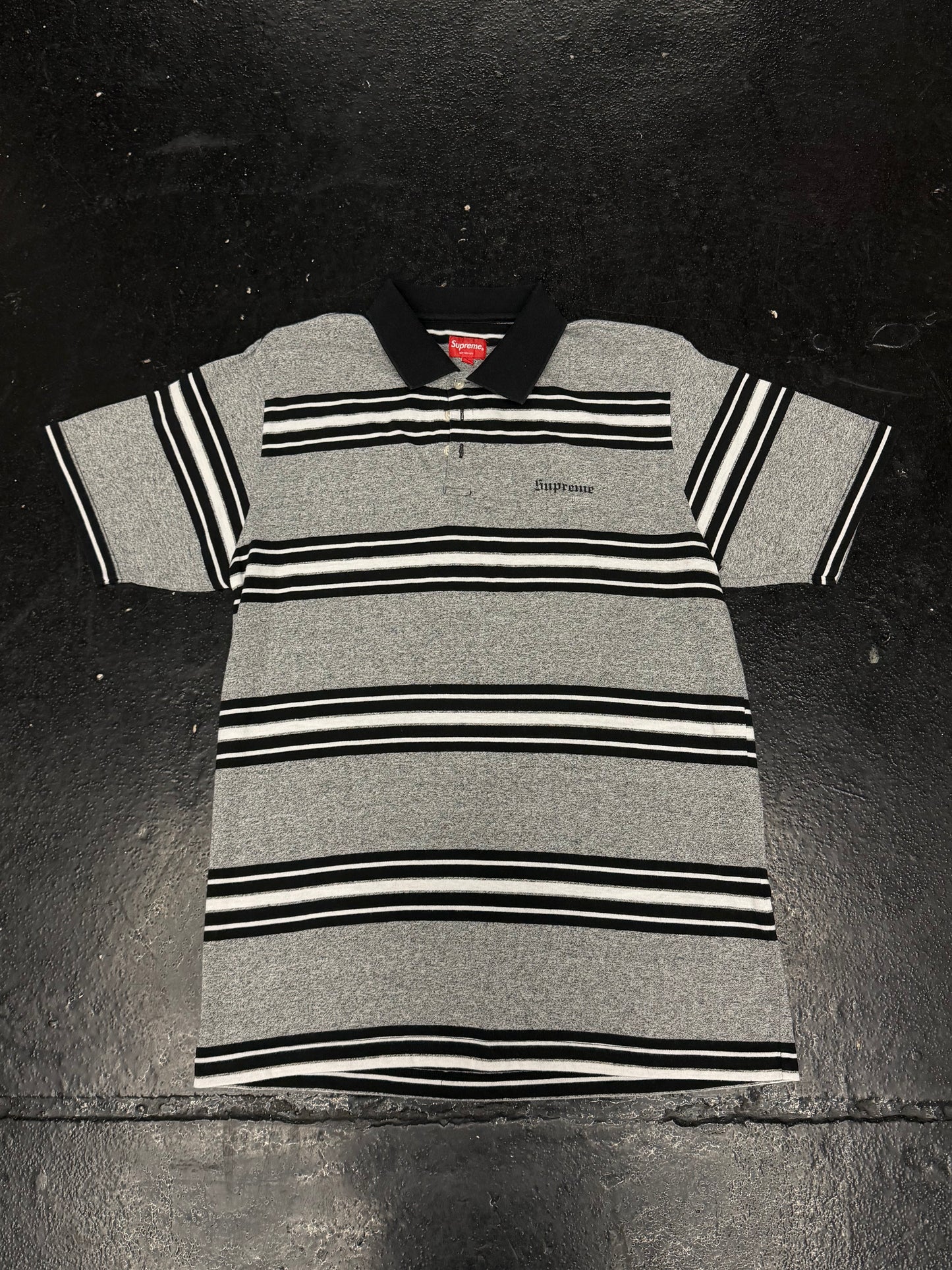 SUPREME HEATHER GREY STRIPED POLO (PRE-OWNED)