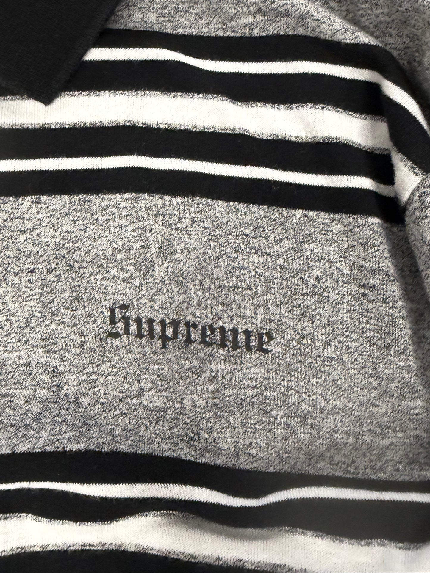 SUPREME HEATHER GREY STRIPED POLO (PRE-OWNED)