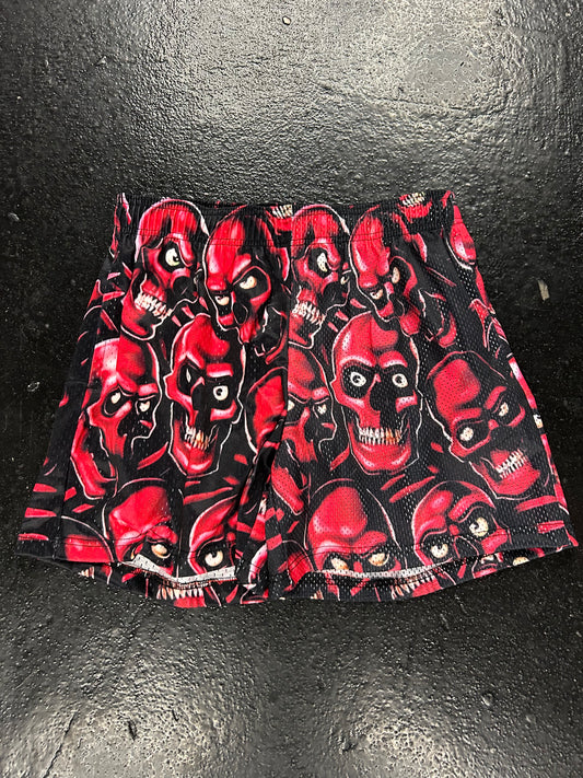 BRAVEST STUDIOS RED SKULL MESH SHORTS (BRAND NEW)