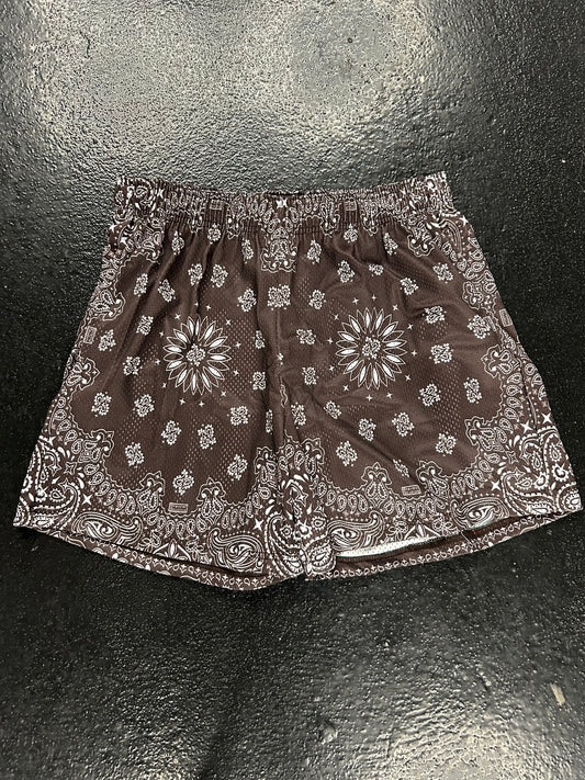 BRAVEST STUDIOS BROWN BANDANNA MESH SHORTS (BRAND NEW)