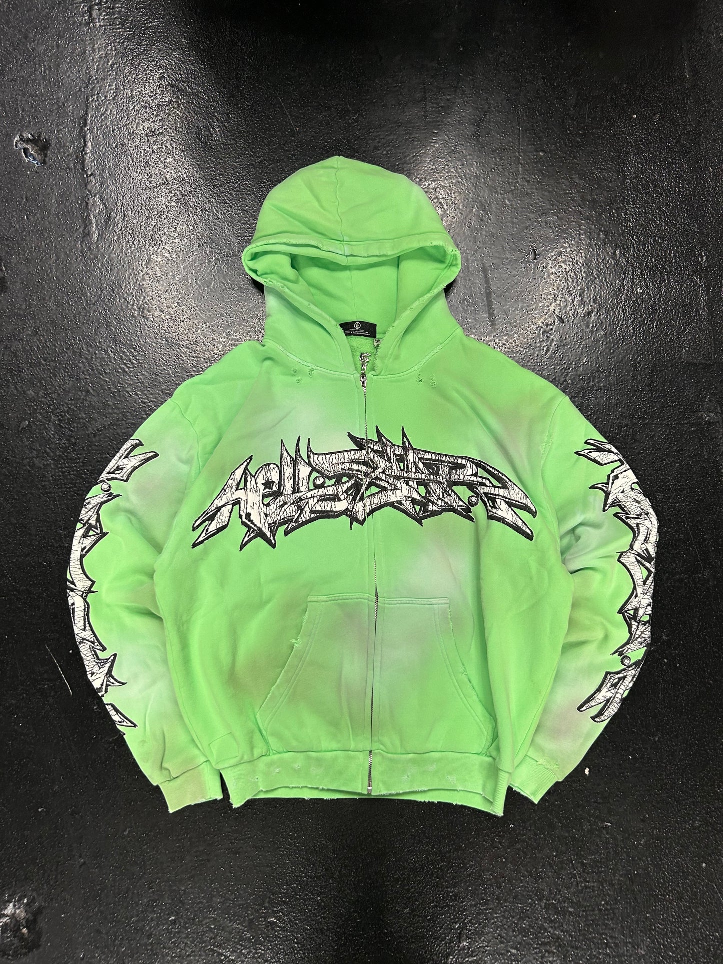 HELLSTAR NEON GREEN SCRIPT ZIP UP (BRAND NEW)