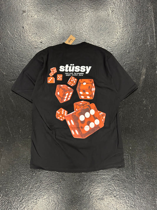 STUSSY RED DICE BLACK TEE (BRAND NEW)