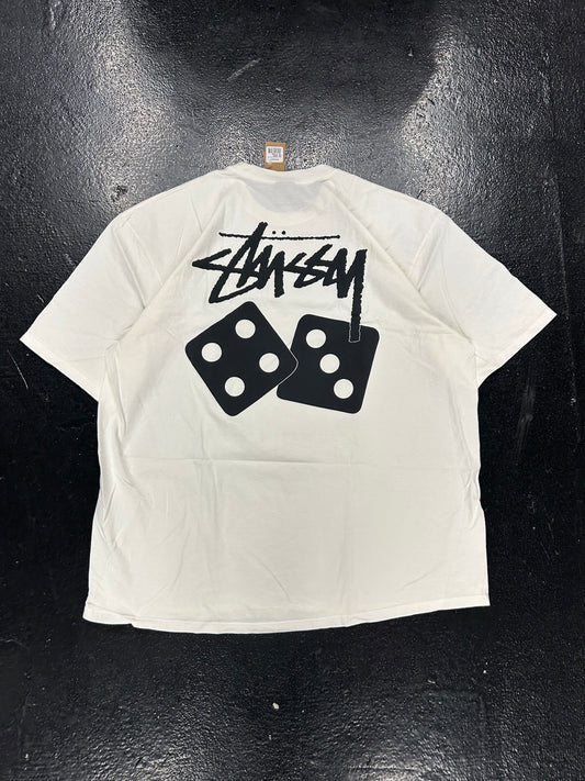 STUSSY WHITE DICE SCRIPT TEE (BRAND NEW)