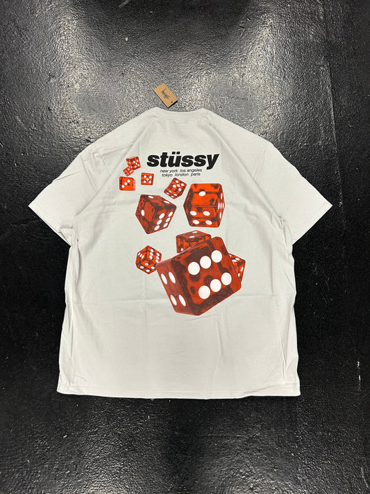 STUSSY RED DICE GREY TEE (BRAND NEW)