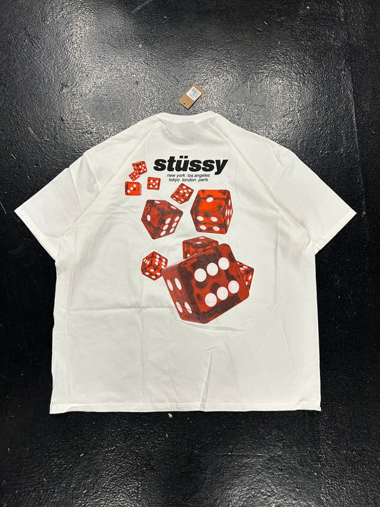 STUSSY RED DICE WHITE TEE (BRAND NEW)