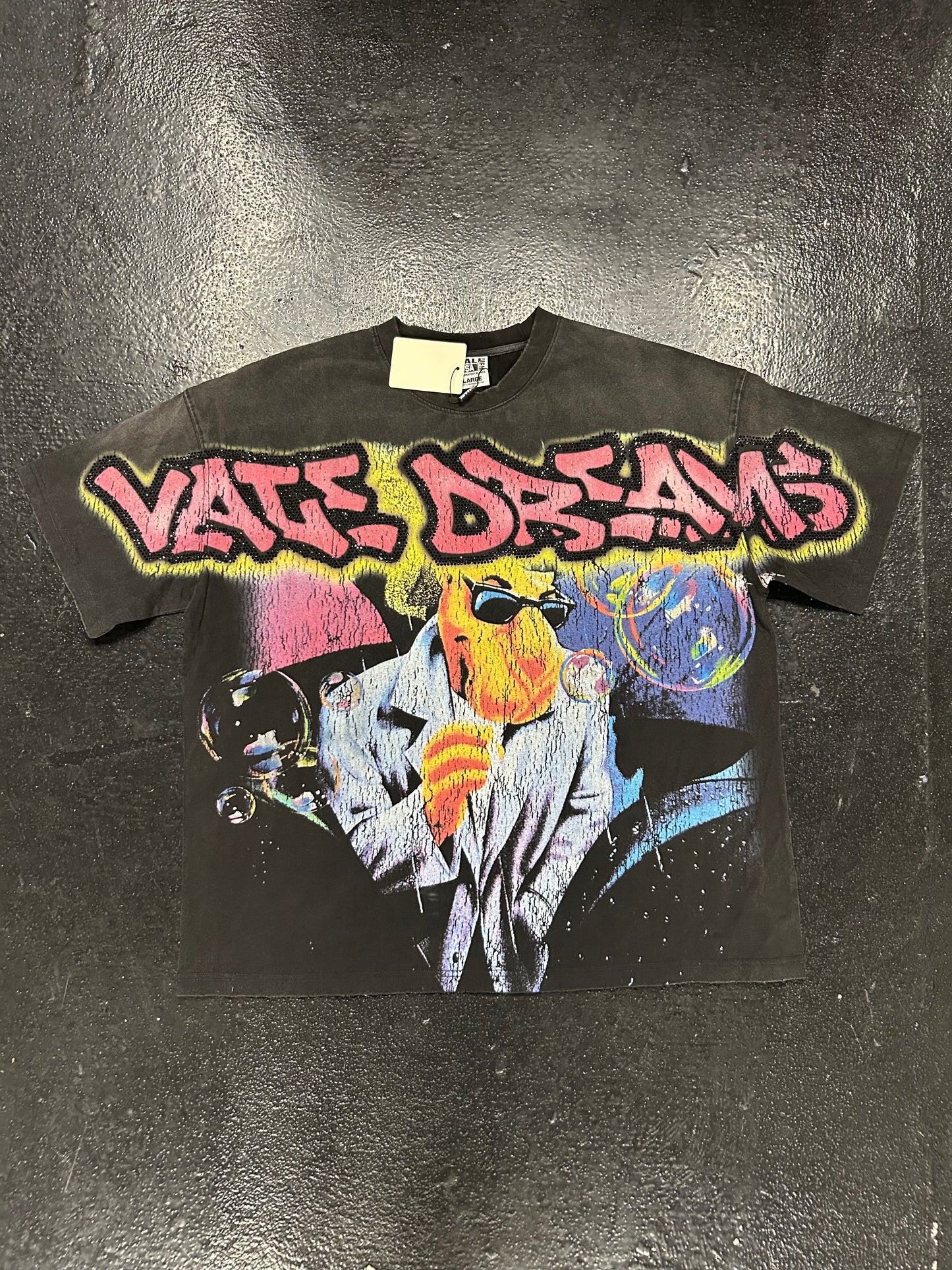 VALE DREAMS CAMEL BEDAZZLED BLACK TEE (BRAND NEW)