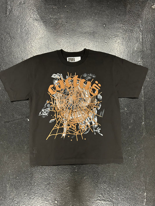 SP5DER X CACTUS JACK BRIWN WEBS BLACK TEE (BRAND NEW)