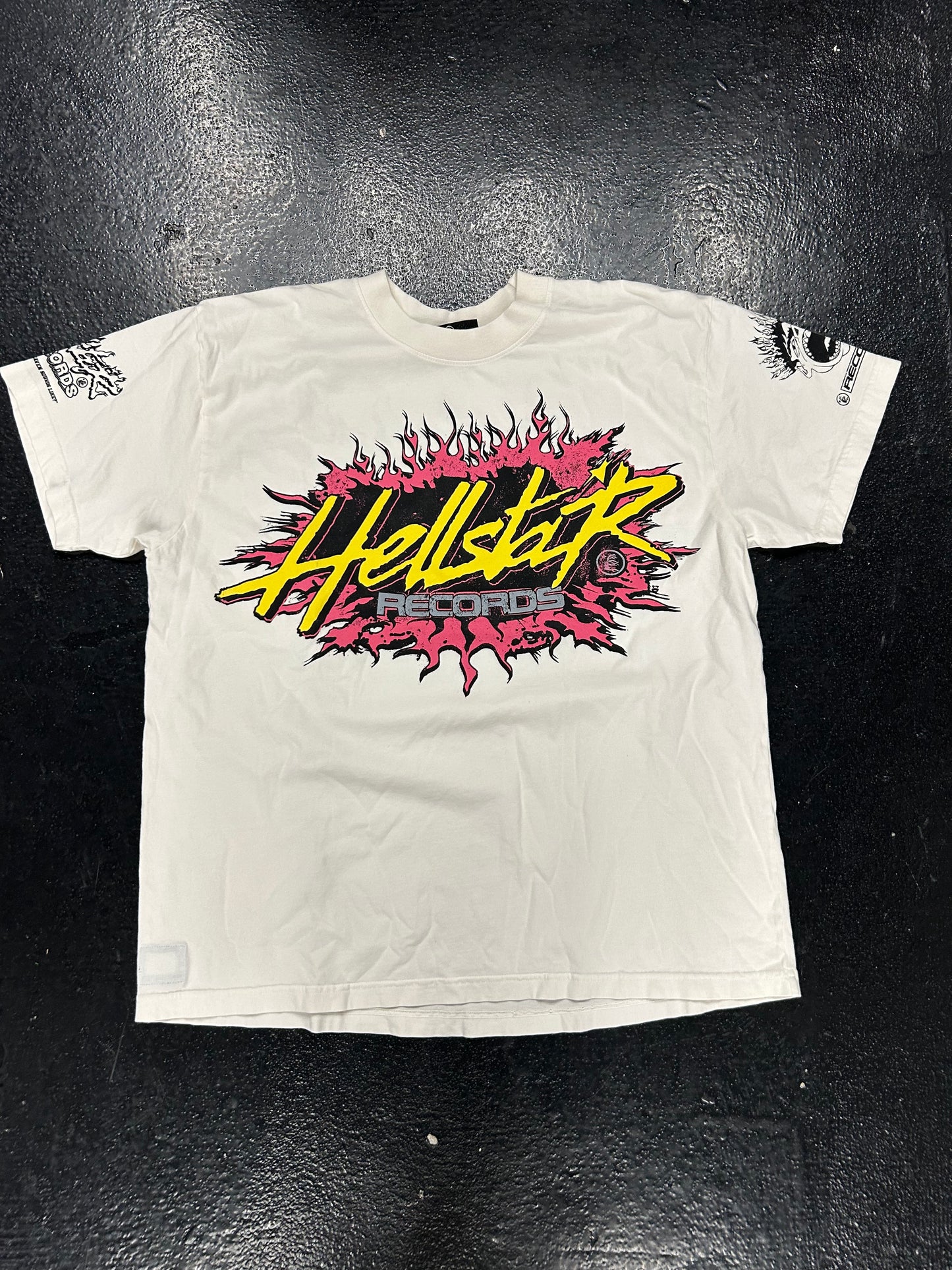 HELLSTAR RECORDS PINK LOGO WHITE TEE (BRAND NEW)