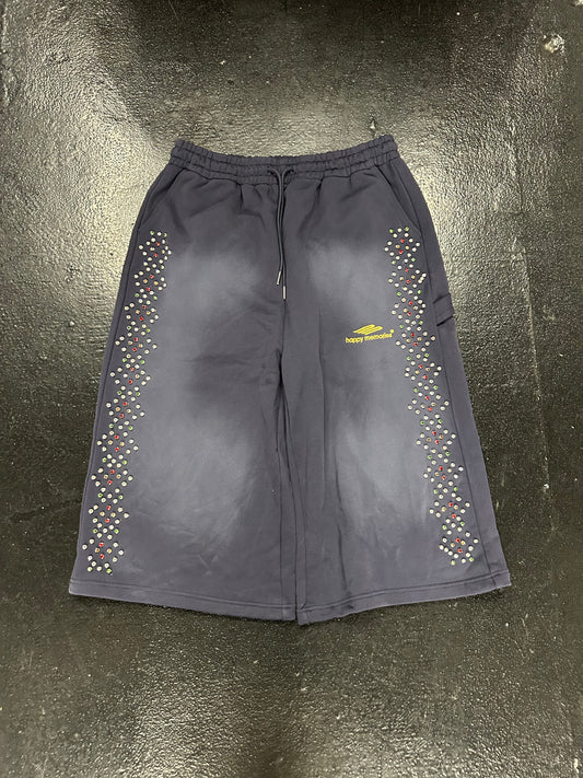 HAPPY MEMORIES HMDD BEDAZZLED BLUE 3/4 SHORTS (BRAND NEW)