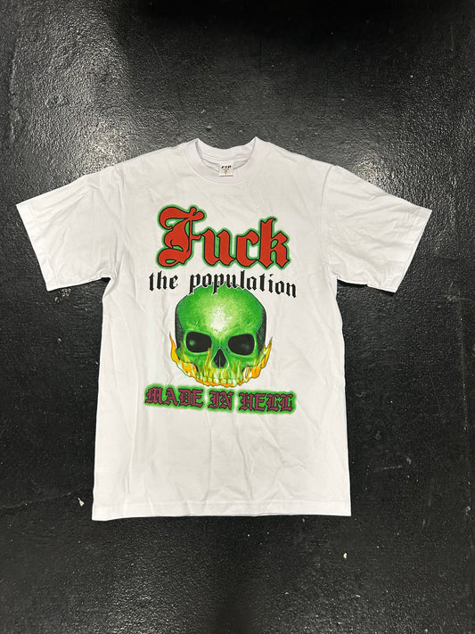FTP FUCK THE POPULATION SKULL WHITE TEE (BRAND NEW)