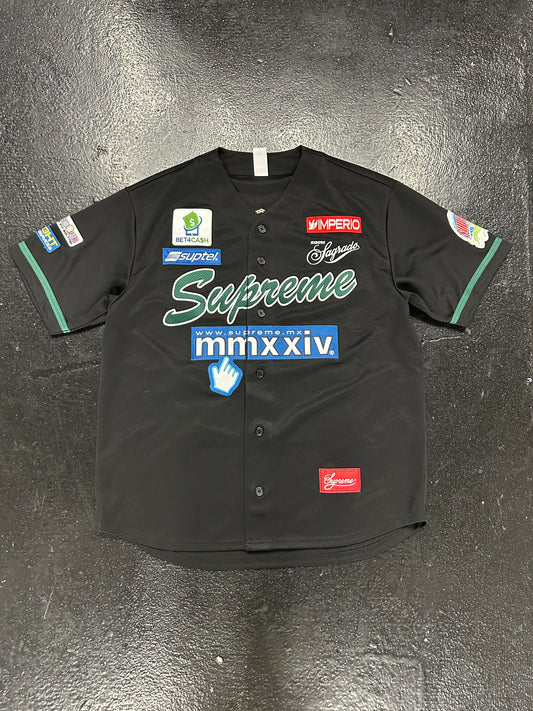 SUPREME BLACK GREEN BASEBALL JERSEY (BRAND NEW)