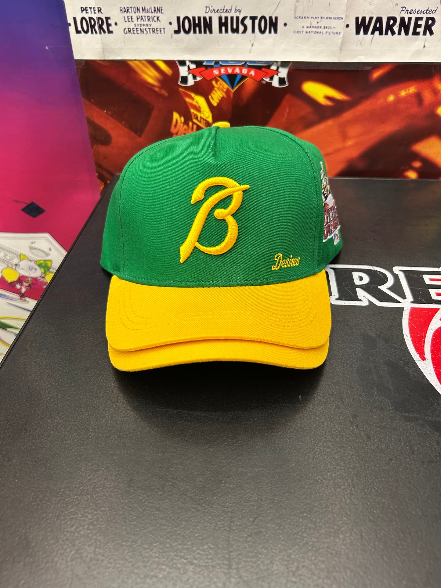 BOTTEGA DESIRES DOUBLE BRIM GREEN YELLOW HAT (BRAND NEW)