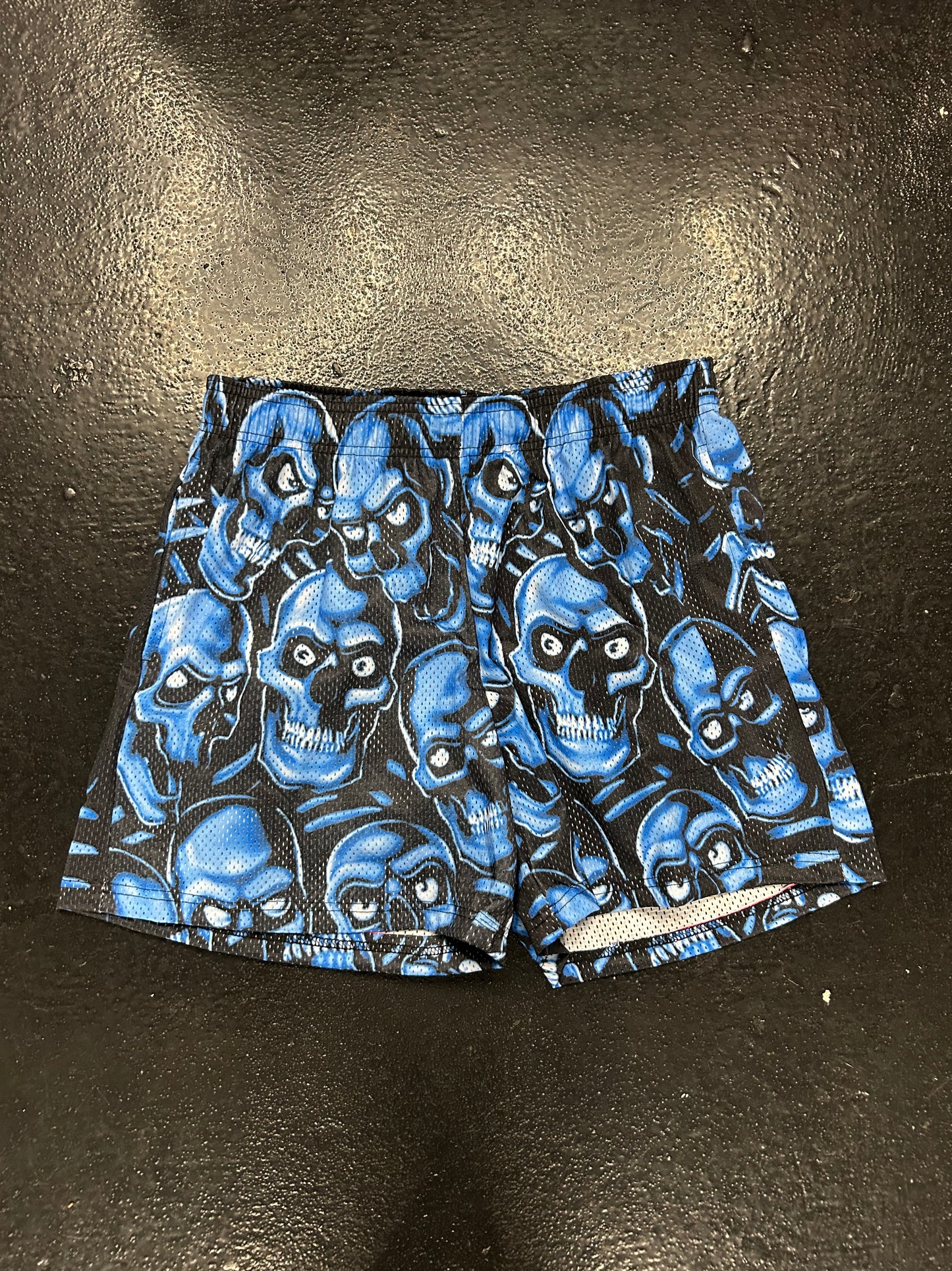 BRAVEST STUDIOS MESH BLUE SKULL SHORTS (BRAND NEW)