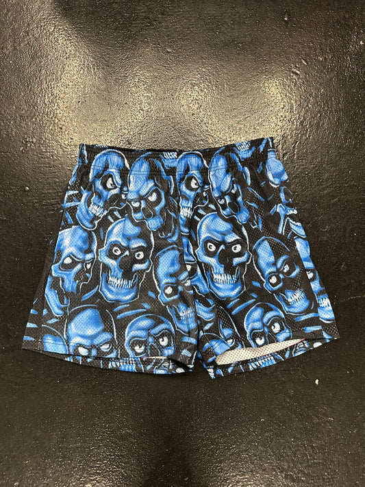 BRAVEST STUDIOS MESH BLUE SKULL SHORTS (BRAND NEW)