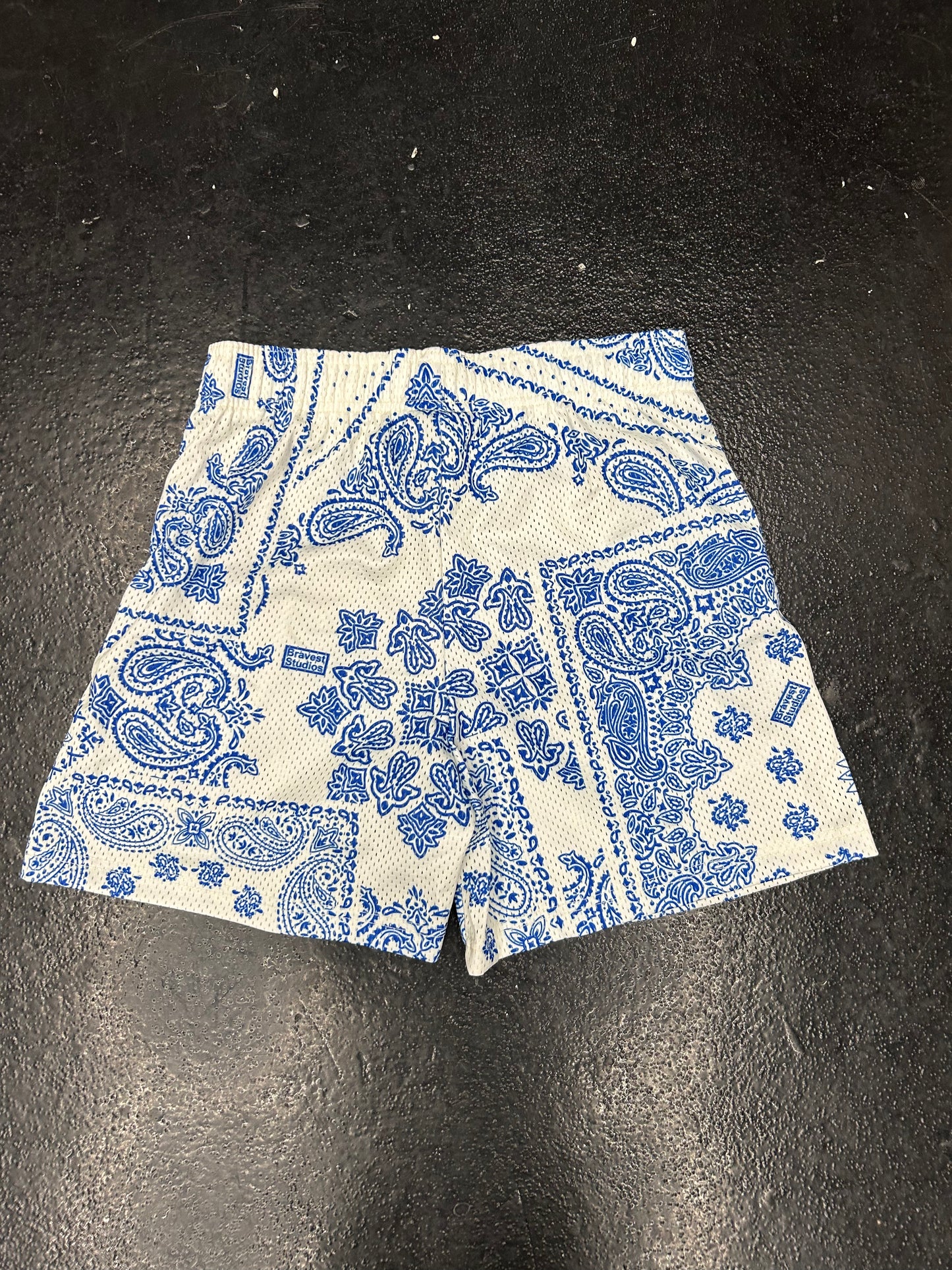 BRAVEST STUDIOS MESH BLUE PAISLEY SHORTS (BRAND NEW)