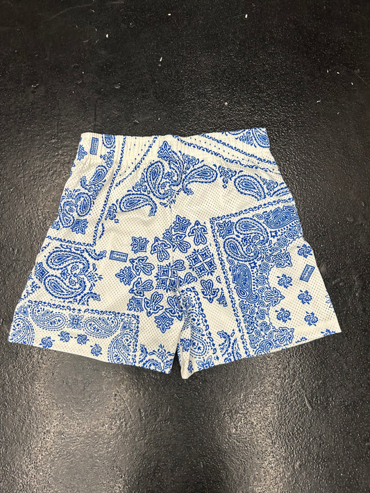 BRAVEST STUDIOS MESH BLUE PAISLEY SHORTS (BRAND NEW)