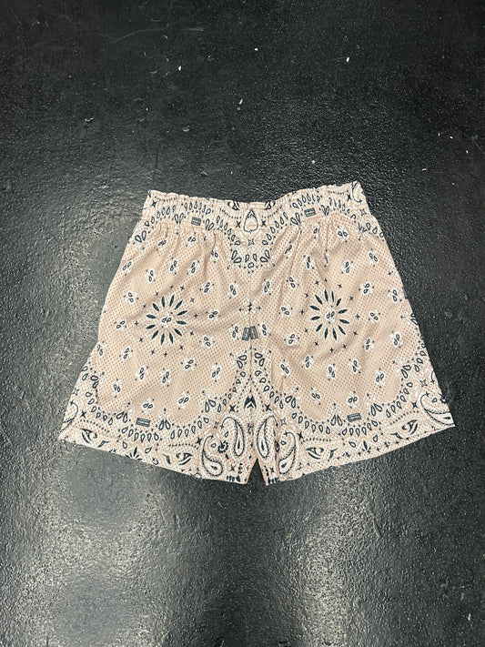 BRAVEST STUDIOS MESH TAN PAISLEY SHORTS (BRAND NEW)