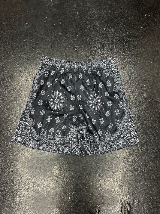 BRAVEST STUDIOS MESH BLACK PAISLEY SHORTS (BRAND NEW)
