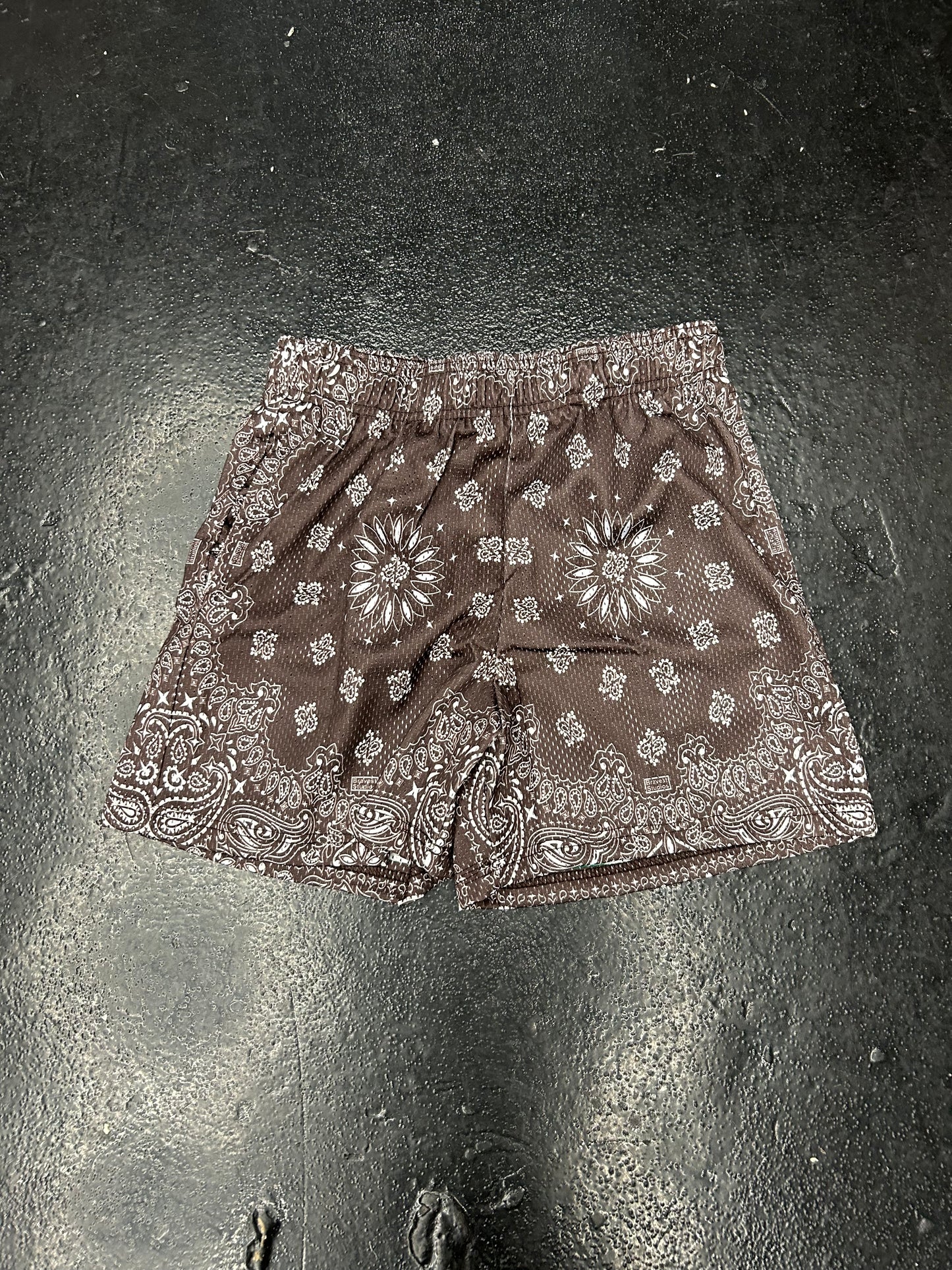 BRAVEST STUDIOS MESH BROWN PAISLEY SHORTS (BRAND NEW)