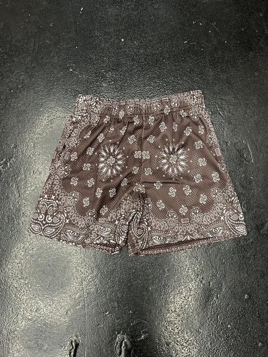BRAVEST STUDIOS MESH BROWN PAISLEY SHORTS (BRAND NEW)
