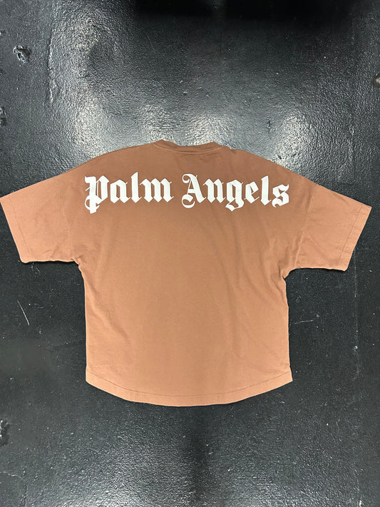 PALM ANGELS BACK LOGO BROWN TEE (PRE OWNED)