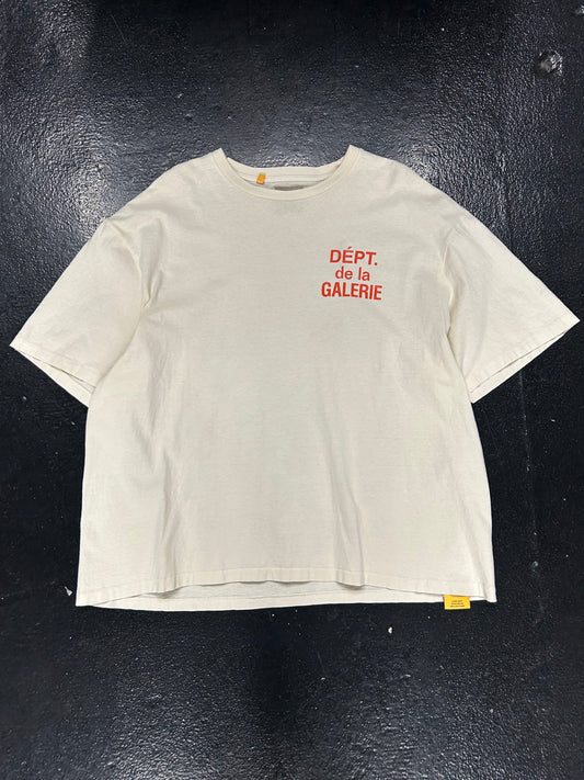 GALLERY DEPT RED LOGO CREAM TEE (PRE OWNED)