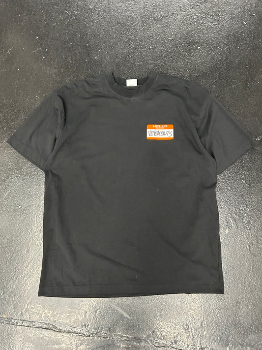 VETEMENTS NAME TAG BLACK TEE (BRAND NEW)