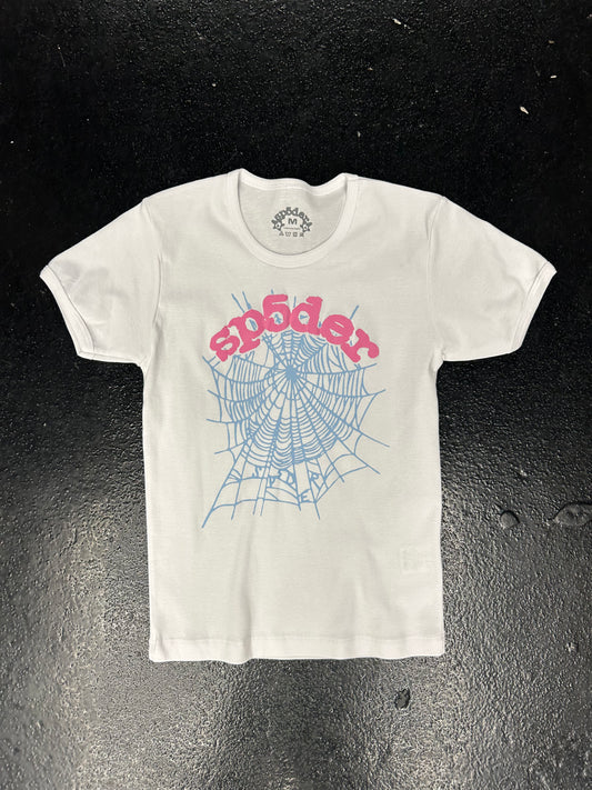 SP5DER WOMENS PINK/ BLUE WHITE TEE (BRAND NEW)