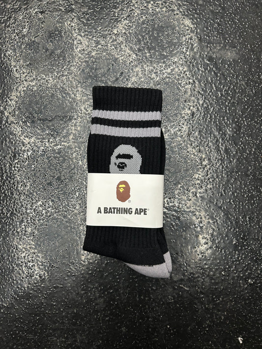 BAPE STRIPED BLACK SOCKS (BRAND NEW)