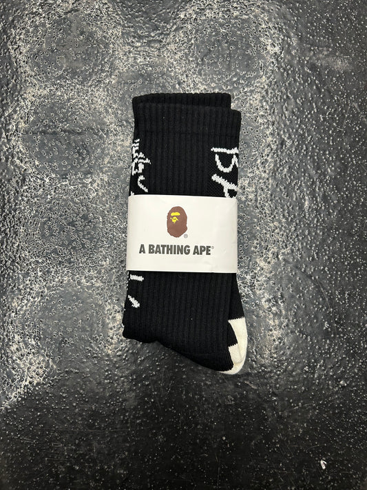 BAPE SCRIPT BLACK SOCKS (BRAND NEW)
