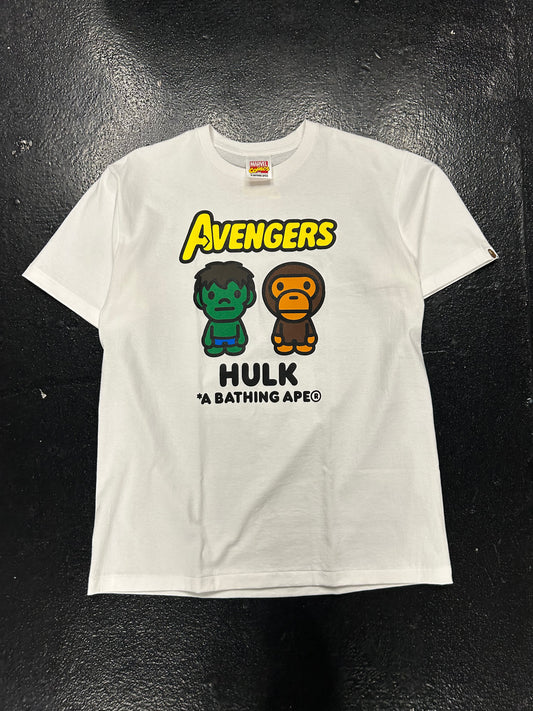 BAPE X AVENGERS HULK BABY MILO WHITE TEE (BRAND NEW)