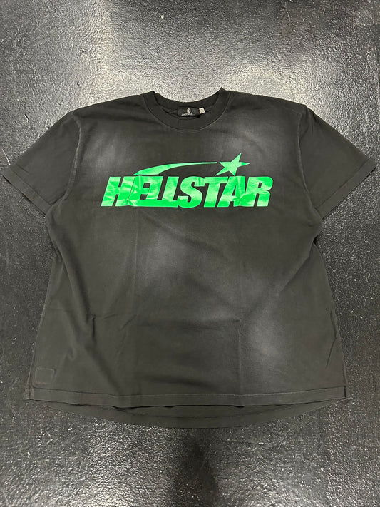 HELLSTAR FADED BLACK / GREEN LOGO TEE (BRAND NEW)