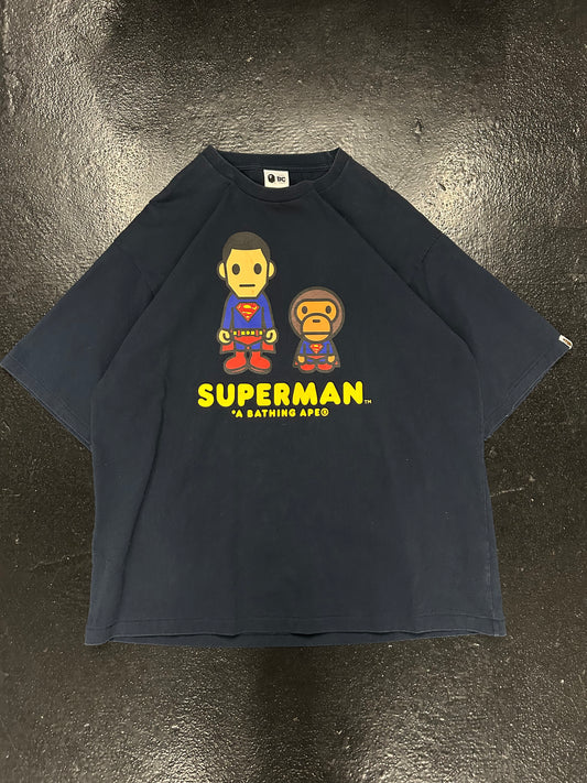 BAPE X SUPER MAN BABY MILO BLUE TEE (PRE-OWNED)