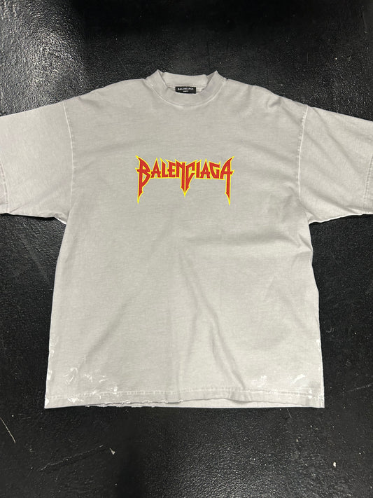 BALENCIAGA METAL LOGO DISTRESSED TEE (PRE-OWNED)