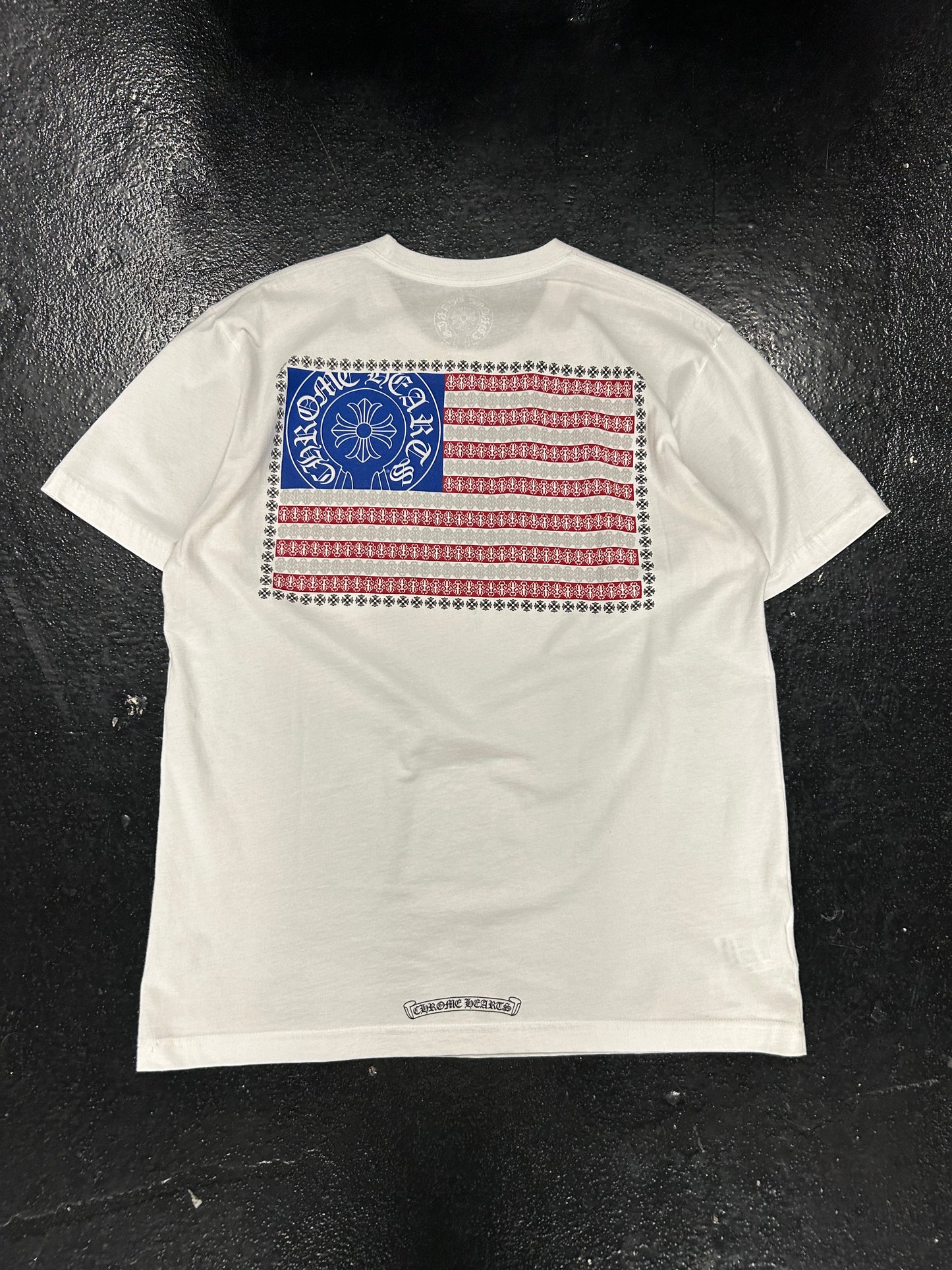 CHROME HEARTS AMERICAN FLAG WHITE TEE (PRE OWNED)