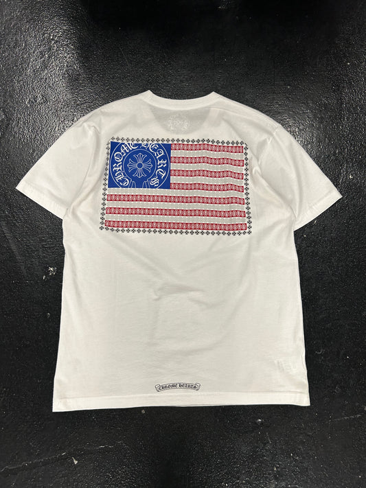 CHROME HEARTS AMERICAN FLAG WHITE TEE (PRE OWNED)