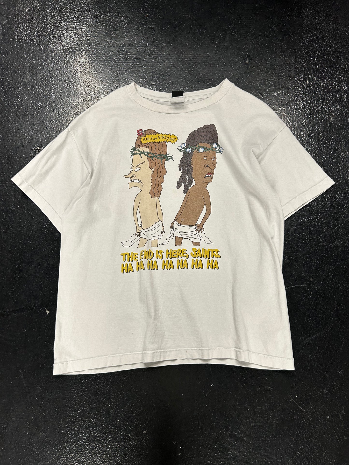 SAINT MICHAEL X DENIM TEARS BEVIS BUTTHEAD WHITE TEE (PRE-OWNED)