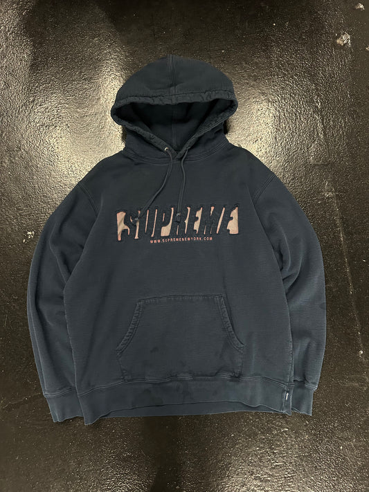 SUPREME REFLECTIVE CUTOUT BLUE HOODIE (PRE OWNED)