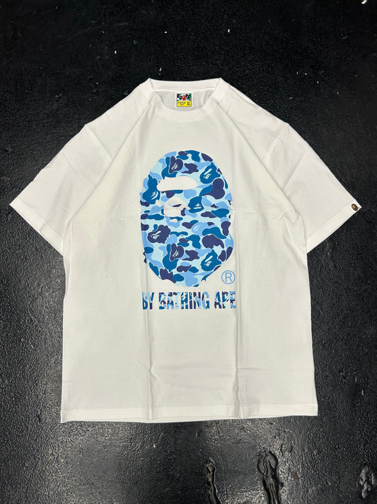 BAPE BATHING APE BLUE CAMO BAPE HEAD WHITE TEE (BRAND NEW)
